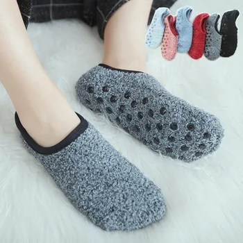 Есенни чорапи на пода, нескользящие, за възрастни, утолщающие топъл килим за помещения, женски чорапи в различни цветове, търговия на едро, 5 чифта/лот