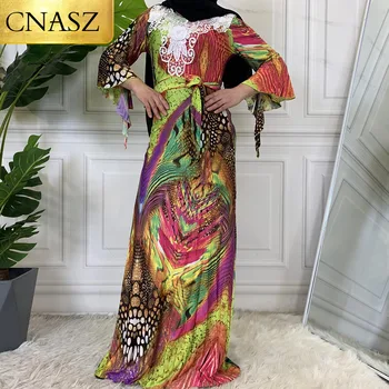 За разлика цветно мюсюлманската рокля-Абайя в Дубай, Ислямска Облекла За Жени, Всекидневни Свободен размер, мюсюлманската цветастое рокля-абайя