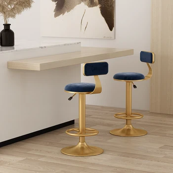 Завъртане повдигане на бар столове хидравличен подвижен дизайн скандинавски мебели кухненски меки столчета луксозен метален стол с облегалка