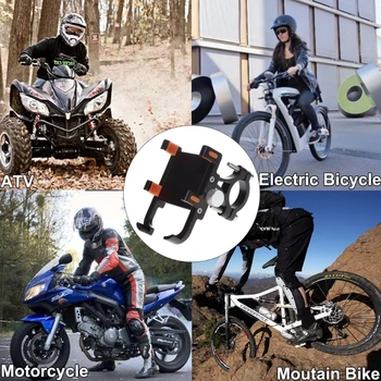Закопчалка за телефон на велосипед, универсален държач за телефон на кормилото на мотоциклета, скоба, за да завъртите на 360 градуса силиконови облицовки срещу разклащане