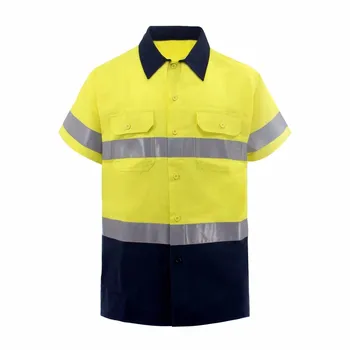 Защитно риза премиум-клас с висока видимост, Риза за строителни работи, мъжки летни работни облекла, защитни ризи за работилница Hi Vis