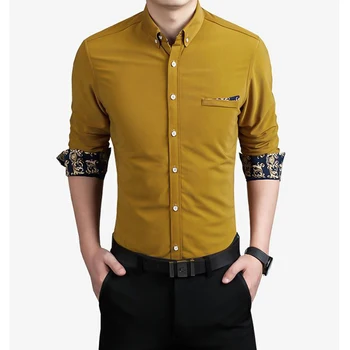Зимни мъжки бизнес топло ризата в класически стил, модни и ежедневни однотонная риза с дълъг ръкав, мъжки марка дрехи, реколта риза