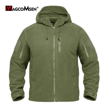 Зимни мъжки ветрозащитная руното яке MAGCOMSEN с 5 джоба цип, палто с качулка за туризъм и пътувания