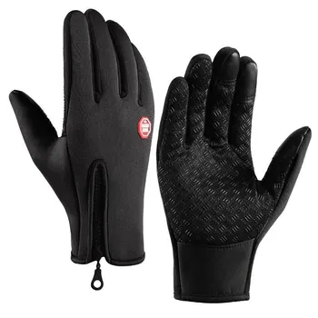 Зимни ръкавици за мъже, водоустойчиви ветроупорен ръкавици от студ, сноуборд, Каране на мотоциклет, топли ръкавици с цип със сензорен екран