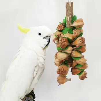 Играчка за дъвчене Папагал от естествени дървени Материали, Дизайн Куката, Устойчиви на укусам, Папагал, Птичка, молярные люлка, Играчка за птици, Аксесоари