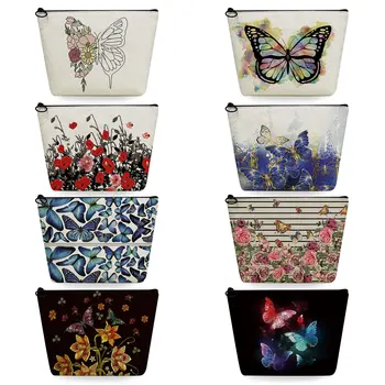 Индивидуален Красив подарък Органайзер за грим с принтом пеперуди, Пътна чанта за тоалетни принадлежности, учебни пеналы, дамски косметичка, Ежедневни
