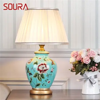 Керамични Настолни Лампи SOURA, мед, модерен и луксозен настолна лампа с фигура, led осветителни Тела за Дома Спални