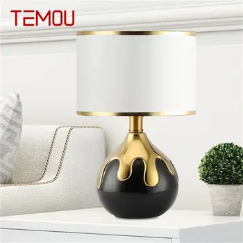 Керамични настолни лампи TEMOU, Настолни лампи от луксозна модерна тъкани за домашен офис, креативни спални, хотела