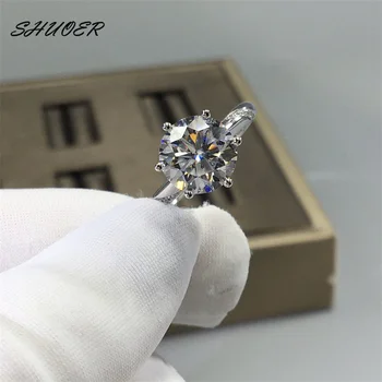 Класически пръстен от бяло злато 18 карата диамант нарязан 1-3 карата с бриллиантовым тестер, муассанит D-цвят, годежен пръстен за жени, сватбени декорации