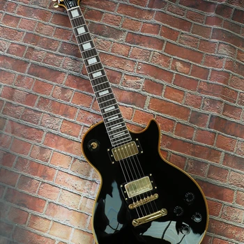 Класически черен обновен касета, корпус от махагон, популярна шестиструнная електрическа китара