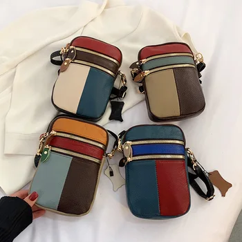 Кожена чанта за телефон, мини-малка чанта, на първия слой телешка кожа, лятна многопластова женствена чанта през рамо, чантата и чанти bolsa