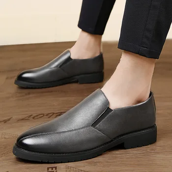 Кожени обувки за мъже, Нов бизнес костюм от естествена кожа, Мъжки ежедневни Тенденция, Британски Стил, Повишен растеж, Дишане, Модерни обувки