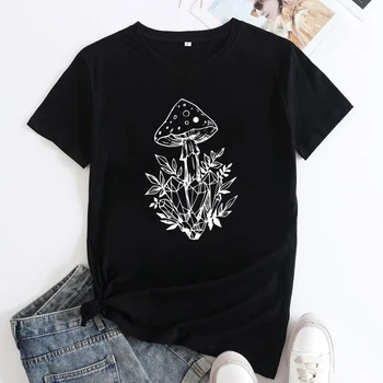 Козметична риза с хрустальным гъбички, реколта тениска с Магически гъбички, топ, мистични дамски тениски Cottagecore Goblincore