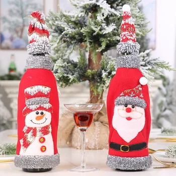 Коледни калъфи за бутилки червено Вино Калъф Чанта Бельо Празничен Дядо Коледа Капак за бутилки с Шампанско за Украсата на парти Подарък