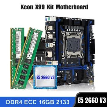 Комбиниран комплект дънната платка Kllisre X99 LGA 2011-3 Xeon E5 2660 V3 Процесор 16 GB DDR4 (2 ЕЛЕМЕНТА 8G) 2133 Mhz ECC памет