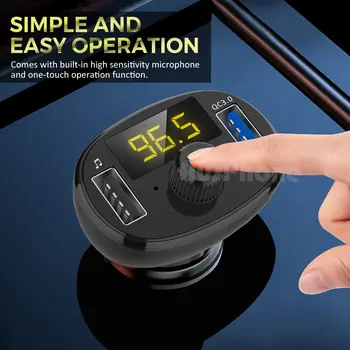 Комплект за кола радио Bluetooth 5,0 Безжичен FM трансмитер, двойно USB зарядно устройство, MP3 плейър