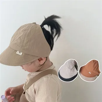 Корейската лятна детска шапка От Слънцето, Детски Празен Цилиндър За Момчета и Момичета, модерен, изтънчен стил, бързосъхнеща полупустая детска шапка от Слънцето
