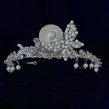 Кралски перли, пълен циркониевый перли, сватбена диадема, корона за булки, концертни шапки, подарък за момичета