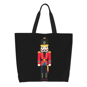 Кукла Лешникотрошачката, чанти за пазаруване, холщовая чанта за пазаруване с принтом, по-голямата голям преносима чанта, играчка-войник от анимационен филм