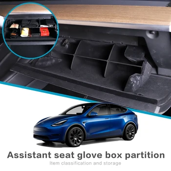 Кутия за съхранение на автомобилни ръкавици ZUNDUO за Tesla Model 3 Y, аксесоари, Организатор за втори пилот, Раздел за почистване