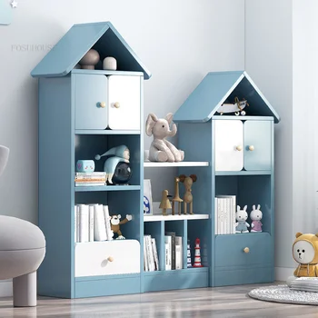 Лавица за книги в скандинавски стил за спалнята, Модерен минималистичен библиотеката, креативна лавица за книги, Шкаф за мебели за всекидневната