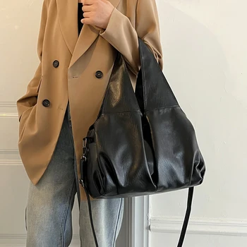 Лесна чанта-тоут, висококачествена дамска чанта за през рамото от мека кожа, луксозна дизайнерска чанта за подмишниците, брандираната голяма пътна чанта-месинджър