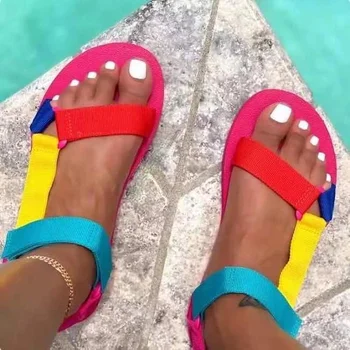 Летни модни дамски сандали с отворени пръсти, дамски плажни сандали, дамски градинска удобни ежедневни обувки на платформа, по-големи размери