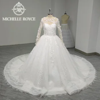 Луксозната Бална рокля на Мишел Ройс, Сватбени рокли За жени, 2023 Сватбена рокля с обемни мъниста и пайети, 3D Цветя, Vestidos De Новия