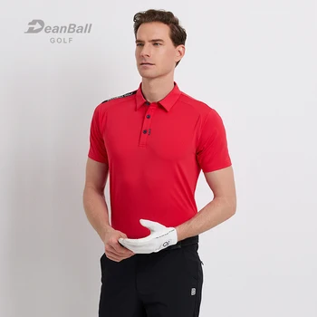 Лятна мъжка тениска за голф с къс ръкав, Поло Риза с Ревери, Еластичен Быстросохнущий Бял Спортен Бизнес на Топ, Мъжки облекла За голф