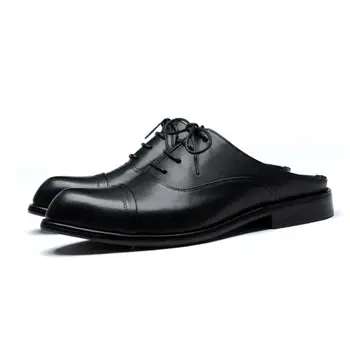 Лятна нови обувки Mueles Мъжки сандали, чехли, модел обувки от естествена кожа, модерен бизнес ежедневни обувки в стил мозайка, мъжки чехли