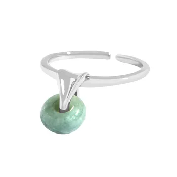 Малък и луксозен дизайн с геометричен нефритовым пръстен, който отваря пръстен от сребро 925 проба, женски пръстен