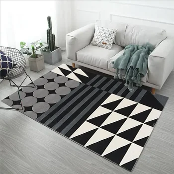 Мек килим за хол, нескользящие постелки за спални, декорация на дома, голям килим с геометричен дизайн, модерен и малка странична масичка, килим за пода