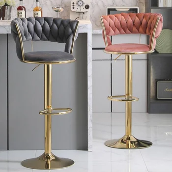 Метални Столове в скандинавски стил с тапицерия, Луксозни улични минималистичные Модерни и Удобни Бар столове, Реколта дизайнерски мебели за дома Sillas