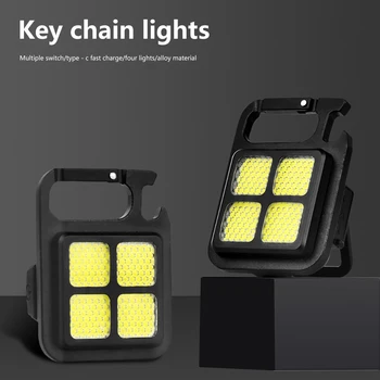 Мини Led Фенерче Ключодържател, Многофункционални Преносими фенерчета за къмпинг, USB зареждане, Работни светлини, риболовен фенер
