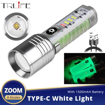 Мини-Ключодържател-Фенерче 50 W USB TYPE-C, Акумулаторна батерия Led Лампа С Променливо Увеличение С Магнит За Къмпинг Многофункционален Портативен Фенерче