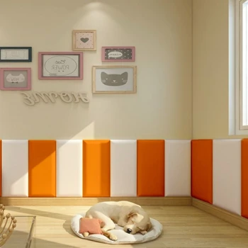 Многоцветни Леглото Интериор Изкуствена Кожа Мека Опаковка Татами Самозалепващи Детски Противоударные Cabeceros 3D Стикер На Стената Tete De Lit