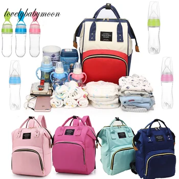 Мода мама за бременни, детски памперси, торбички за памперси, Раница за пътуване с голям капацитет, часът на мама грижи за дете с бутилка за хранене
