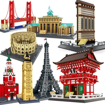 Модел на градската архитектура строителни блокове студио Храм Тадж Махал на Биг Бен, Айфеловата кула в Лондон, Ню Йорк, Германия строителни играчки