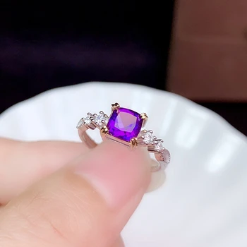 Модерен класически женски лилава квадратно женски пръстен с геометричен кристал За жени, бижута и аксесоари за партита
