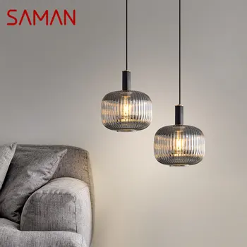 Модерен Месинг окачен лампа SAMAN LED Nordic Simply Creative Стъклена кристален полилей за домашна бар в спалнята