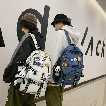 Модерен раница с шарени графити, пътен иконата, раница, чанта в стил харадзюку за жени и мъже, студентски чанта за момичета и момчета