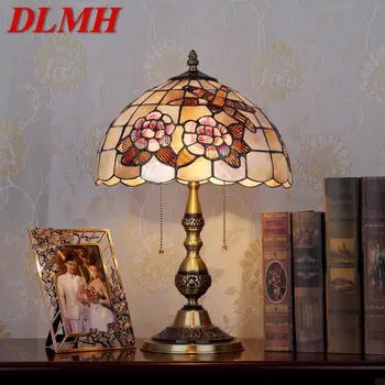 Модерна латунная настолна лампа DLMH LED, европейският креативен интериор под формата на черупки от Тифани, нощни лампа за дома, хол, спалня