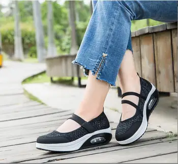 Модерна нова дамски обувки на равна подметка, пролетно-летни дамски обувки на плоска подметка от окото на материала, женски меки дишащи обувки, дамски ежедневни обувки голям размер