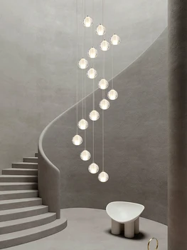 Модерна светла луксозен кристален полилей в скандинавски стил с винтова стълба