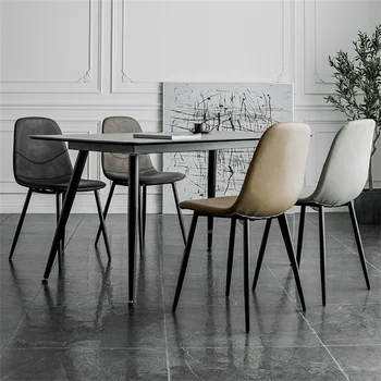 Модерната Мебел, кожени трапезни столове за кухня, Домашен кът стол в ретро стил от ковано желязо, Лесен Луксозен стол с облегалка за хол