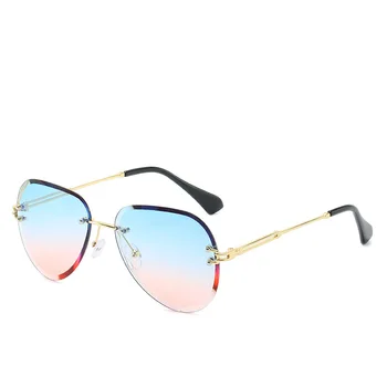 Модни Vintage Слънчеви Очила Без рамки За жени 2020, Луксозни Дамски Слънчеви очила, Нюанси на Слънчеви очила, Дамски Oculos Feminino Gafas
