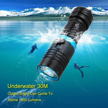 Мултифункционален led професионален фенерче за гмуркане Asafee, корпус от алуминиева сплав, на 50 метра подводно осветление