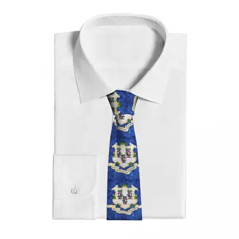 Мъжка вратовръзка с текстура Хартата на щата Кънектикът, модерен вратовръзка, свободен стил, мъжка вратовръзка, сватба