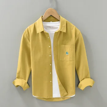 Мъжка риза с бродерия букви с дълъг ръкав, ежедневни обикновена ризи, блузи 2023, Нова дизайнерски дрехи за мъже