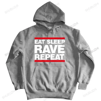 Мъжка черна hoody с цип Eat Sleep Rave Repeat Памучни блузи, DJ Dance HTID Hardcore Acid Ibiza Magaluf есенното яке, топло палто